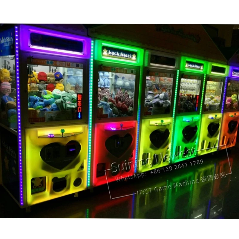 

Game Hall Kids Indoor Playground Device Colorful Luminated Token Coin Operated Arcade Games Doll Cranes Claw Machine