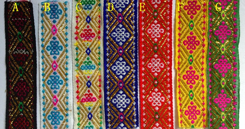 

2.4cm nation style single face metallic embroidery ribbon trimming,geometric webbing,7 colors for choose,XERY0717B