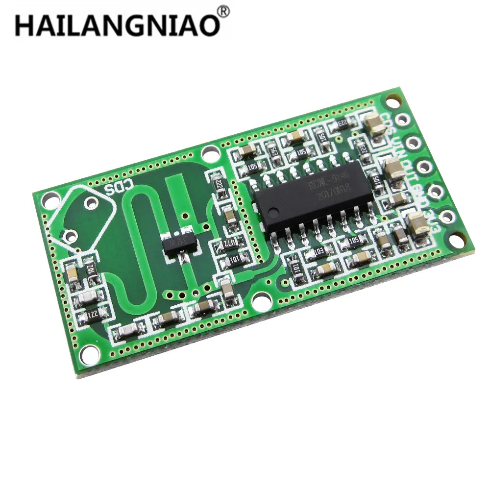 Módulo de sensor de radar de microondas, interruptor de inducción de cuerpo humano, sensor inteligente, 10 piezas, RCWL-0516