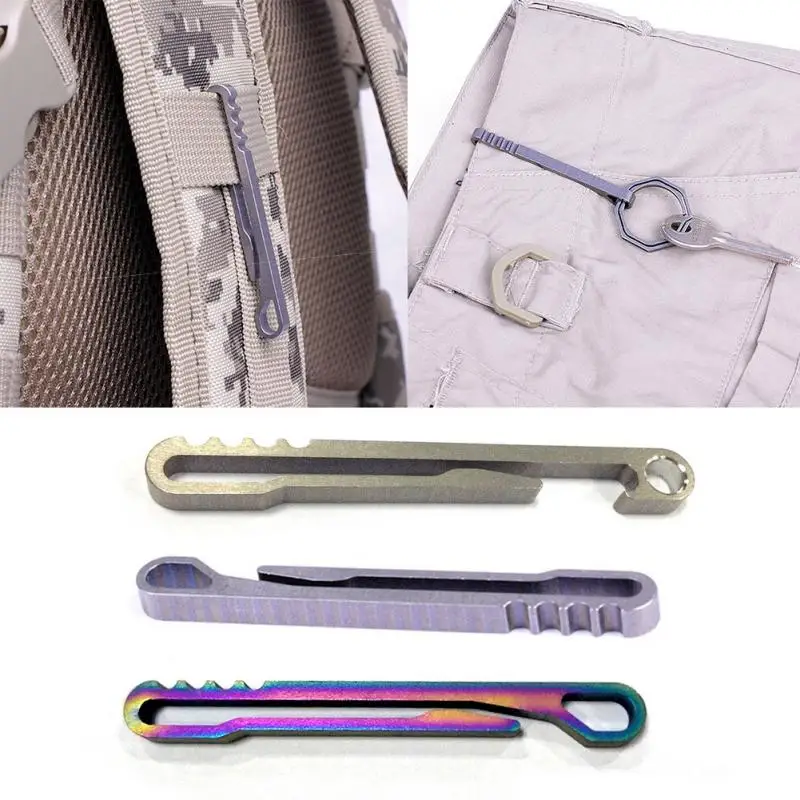 Titanium Ti clip multi multipurpose buckle keyring hike belt bottle opener key keychain TC4 multifunction camp edc ring outdoor