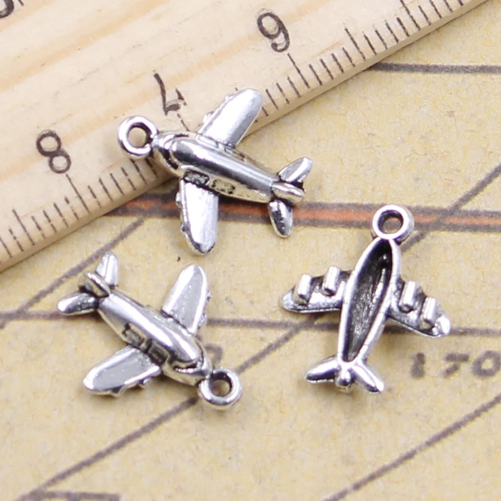 30pcs Charms Lover Plane Airplane 15x14mm Tibetan Silver Color Pendants Antique Jewelry Making DIY Handmade Craft