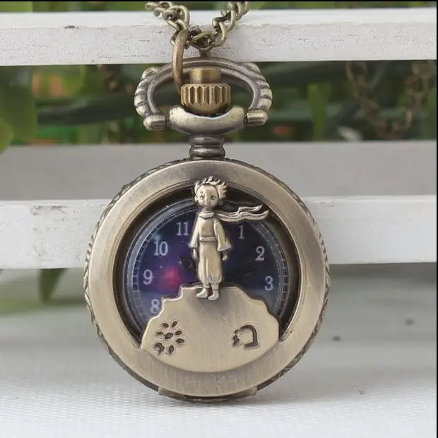 Star prince Bronze antiques Fashion quartz Hollow out Necklace pocket watches gift