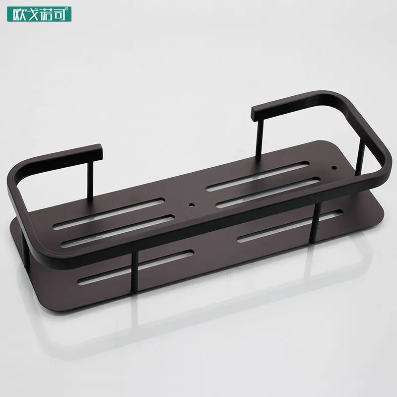 

Wall mounted Black color bathroom commodity shelf rectangle storage bathroom accessories