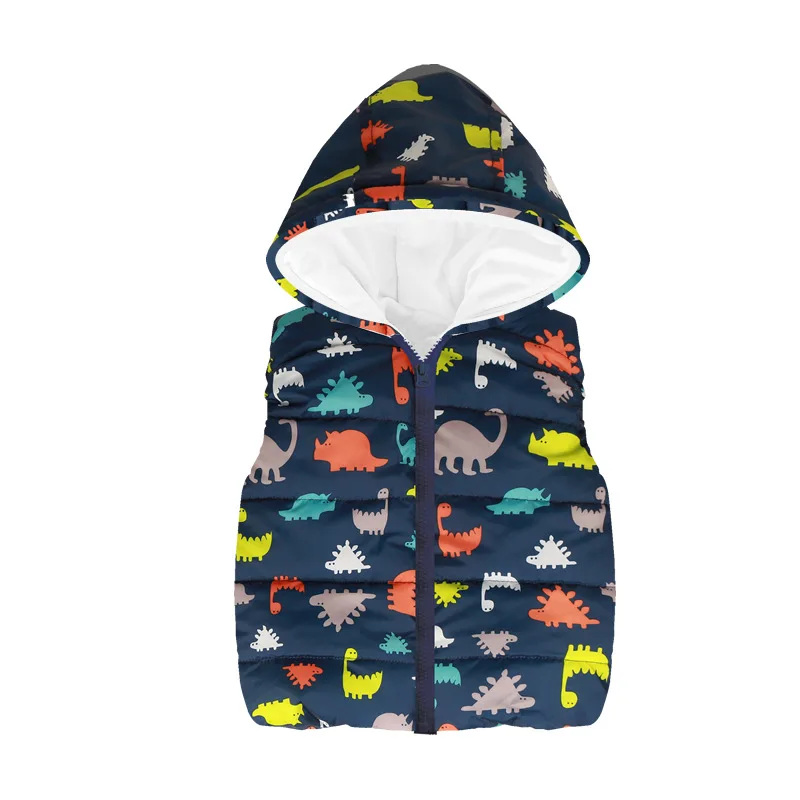 BOTEZAI Children Outerwear Baby Boys Vest 2020 Autumn Infant Clothing Waistcoat Dinosaur Sleeveless Kid Hooded Cotton Coat