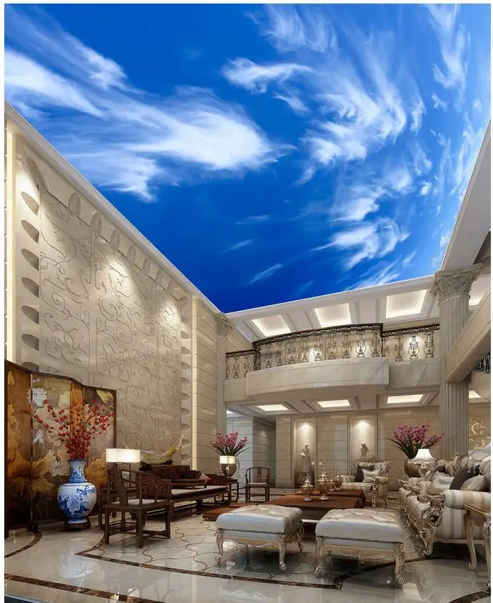 

Custom photo wallpaper Large 3D Stereo romantic ceilings Blue sky ceiling frescoes 3d mural paintings