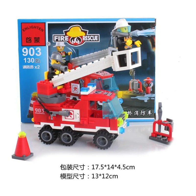 DIY Action Toy Figures  Assembling blocks toy child interactive boy toy gift accompany Maritime search team Fire truck ladder