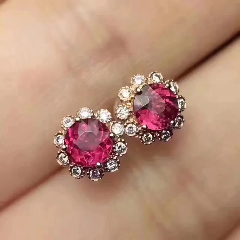 

Natural ruby stud earring Free shipping Original real ruby 925 sterling silver 3*3mm*2pcs gemstone For men or women