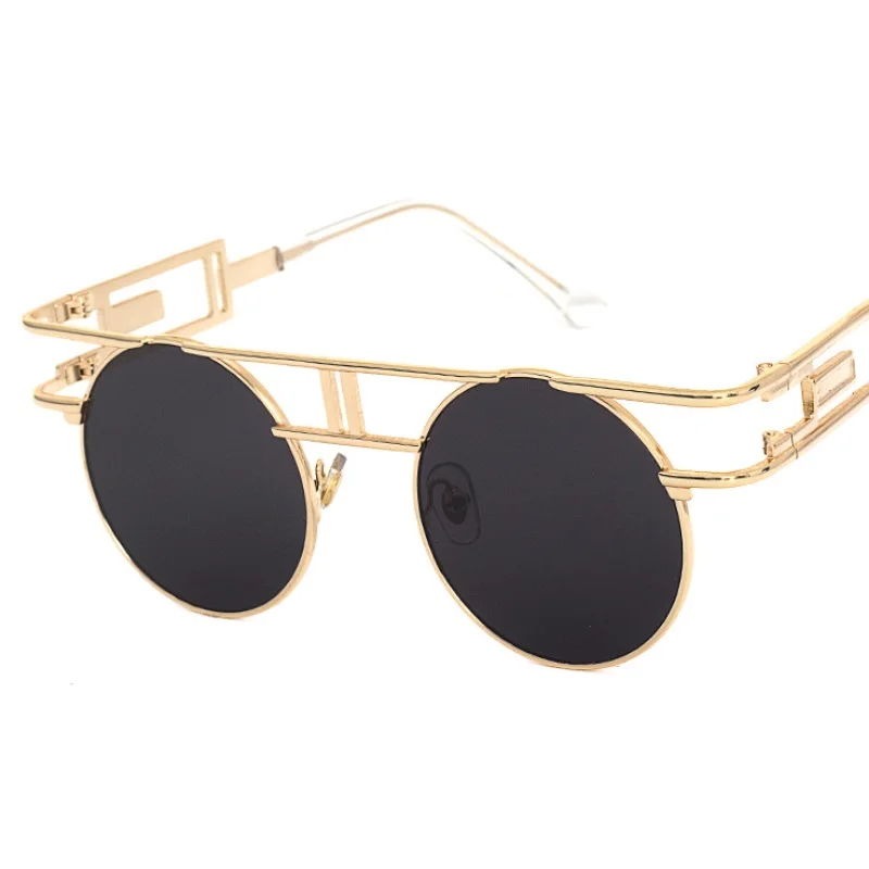 Gafas de sol redondas Steampunk para hombres y mujeres, gafas de sol Vintage, diseñador Punk, 20 colores