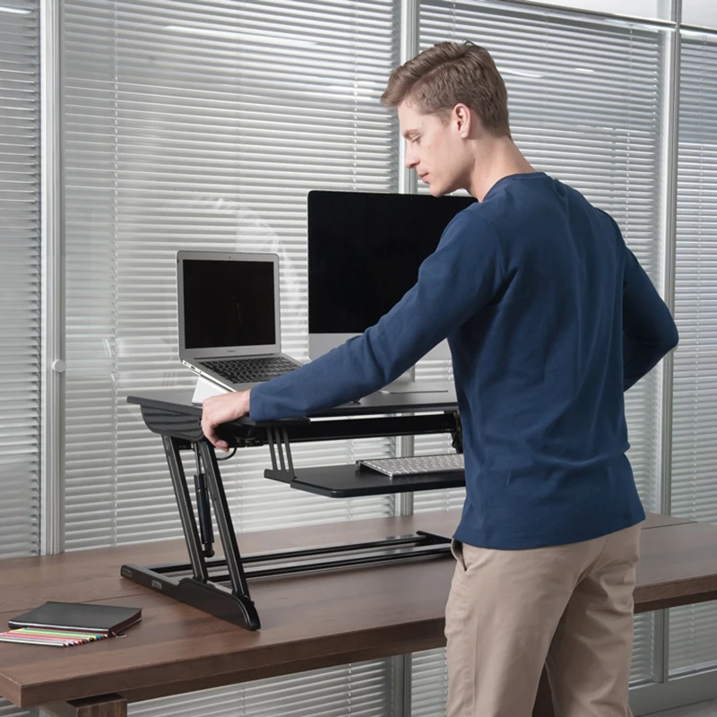 EasyUp ความสูงปรับนั่งขาตั้ง Riser พับโต๊ะแล็ปท็อปโน้ตบุ๊ค/Stand Monitor พร้อมถาดคีย์บอร์ด ID- 36