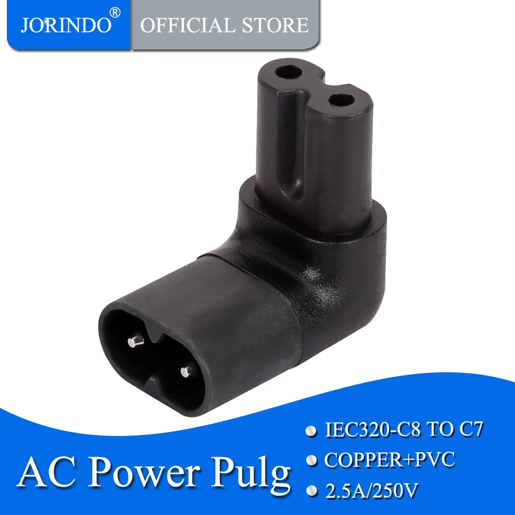 JORINDO IEC320 C7 TO C8 Power adapter,IEC 320 C7-C8 up down angle right angle AC Power adapte