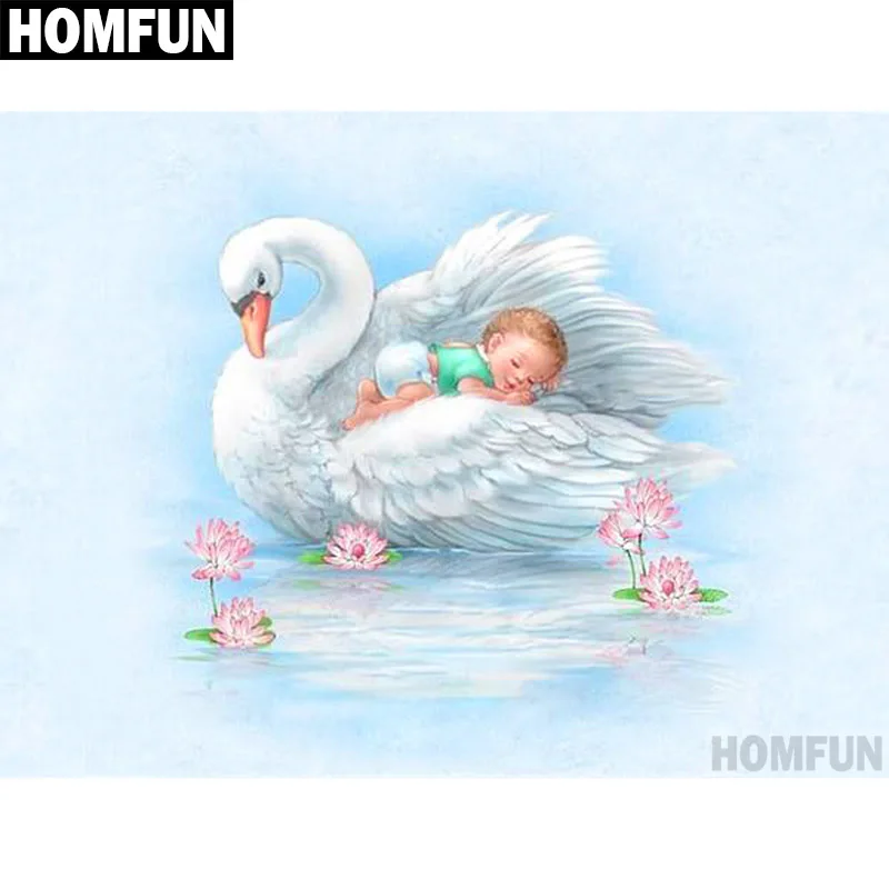 HOMFUN punta quadra/rotonda 5D pittura diamante fai da te \