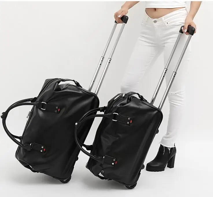 Imagem -02 - Travel Trolley Bolsa para Homens e Mulheres Rolling Bagagem Malas Tamanho da Cabine Bolsa de Rodas Bagagem de Negócios Bagagem de Cabine 20 in 24 in pu