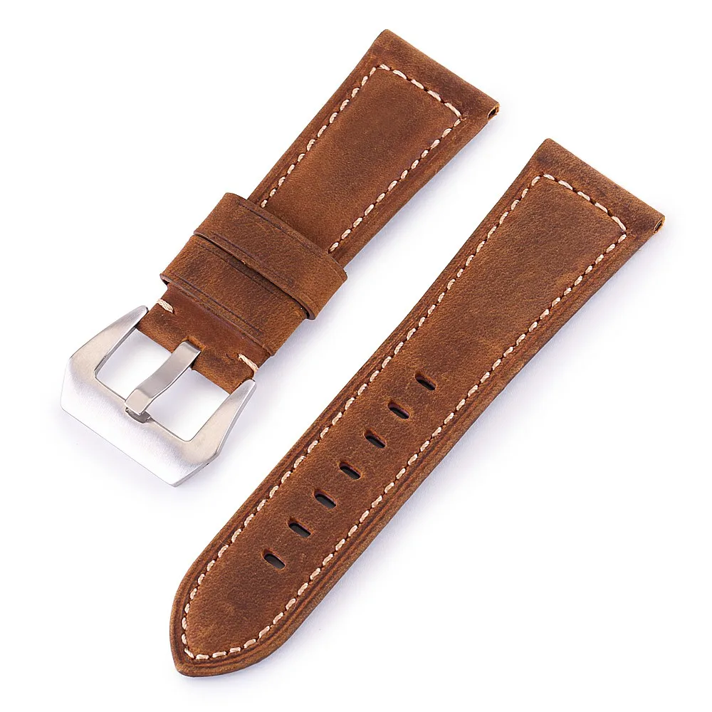 Genuine Leather Watch Band 20mm 22mm 24mm 26mm Cowhide Watch Strap Crocodile Matte Replacement Wrist Watchband Bracelet P8010