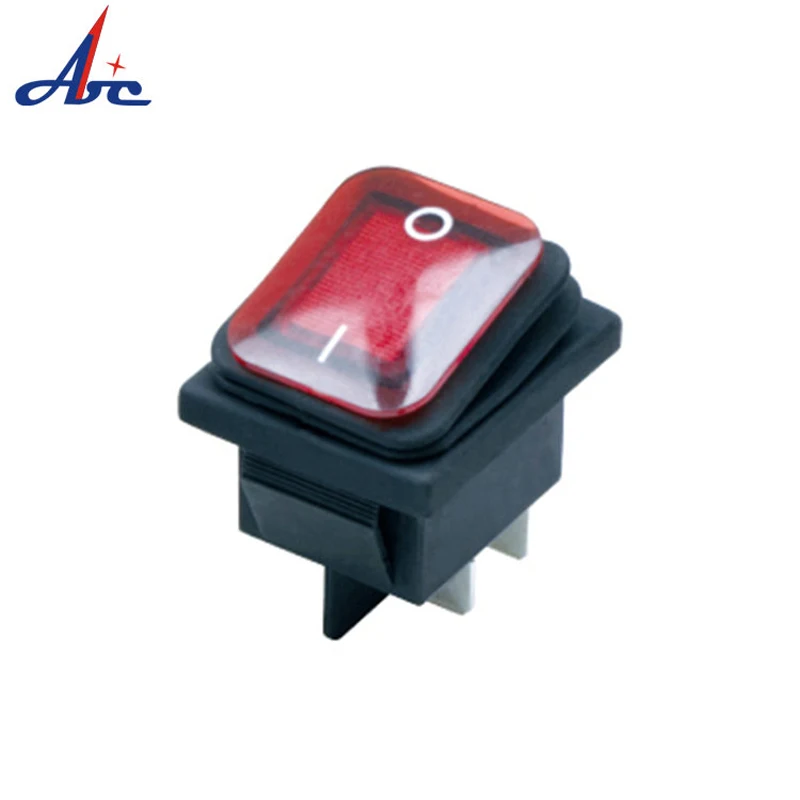 IP65 Mini LED Illuminated Light Switch KCD2 Series 4Pin 6Pin Plastic Boat Rocker Red Black Green Rocker Switch