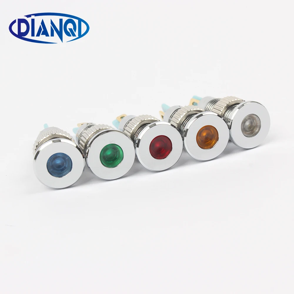 

LED Metal Indicator light 8mm waterproof Signal lamp 6V 12V 24V 220v dot LIGHT red yellow blue green white 8ZSD.PY.C