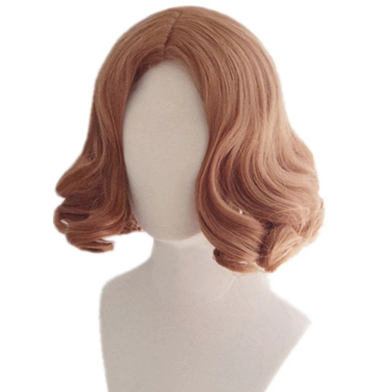 P5 Persona5 Haru Okumura Short Orange Pink Centre-parted Curly Heat Resistant Hair Cosplay Costume Wig + Free Wig Cap