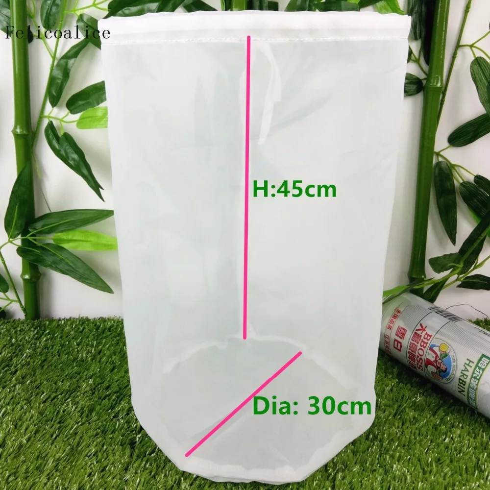 Felicoalice 30*45CM A TYPE Home Whiskey Beer Brew Filter Bag Bucket Food Grade Nylon 100 Mesh Grain Filter Bag