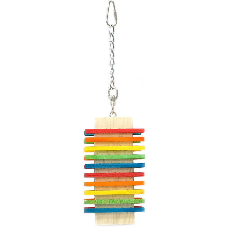 CAITEC Bird Toys Rainbow Steps Wooden Parrot Toy Chew Bite Toys Parrot Cage Toys Suitable for Medium Size Parrots