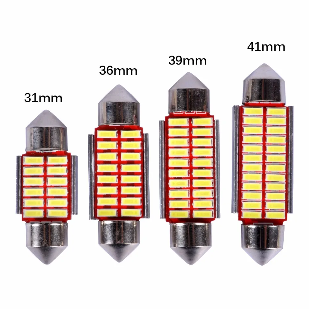 AutoEC 4x 31mm 36mm 39mm 41mm C5W 12 16 20 24 SMD 4014 LED Bulb CANBUS ERROR FREE Festoon Lamp Car Interior Dome Light #LK142