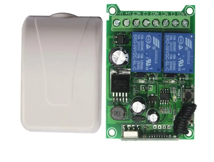 Interruptor de controle remoto sem fio, dc 12v 24v 36v 48v 10a relé 2 canais rf código de aprendizagem iluminação universal 315mhz