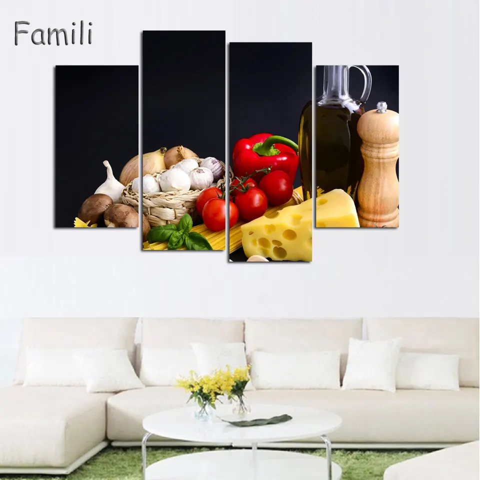 

Modern Still Life Wall Art Painting With Fruits Pears Cheese Butter Wood Board Food Poster Fabric Silk Poster Print