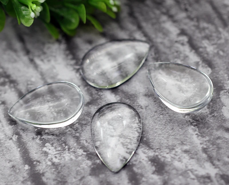 50pcs 20x30mm Teardrop Glass Cabochon Cameo Domed Flat Back Fit Pendant Tray Blank DIY Jewelry Making Accessories