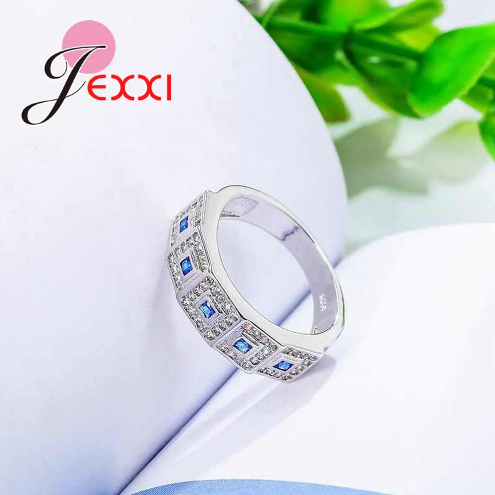 New Arrival Top Quality Men Ring   Silver Jewelry Business Office Wear Anel Blue Zircon Shiny Accessories Anel