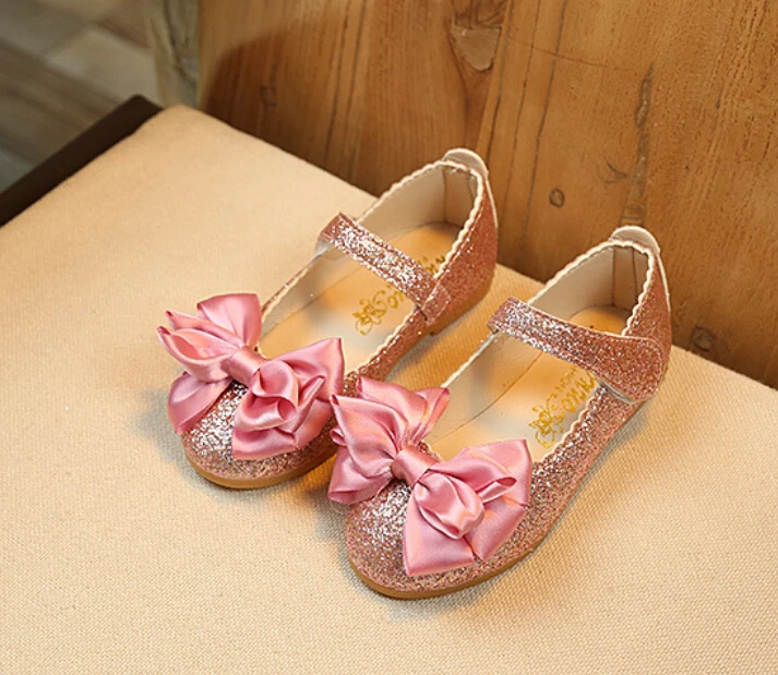 Sandalias de princesa para niños y niñas, zapatos elegantes de boda, zapatos de vestir de cuero dorados, zapatos de fiesta, color rosa