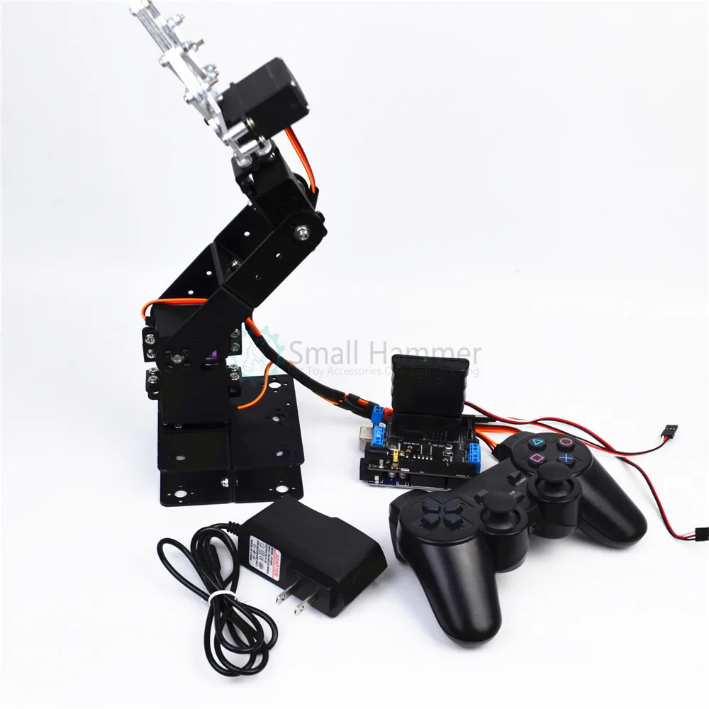 

Aluminum alloy Arduino PS2 4 DOF remote control mechanical arm servos bracket mechanical claw DIY robot