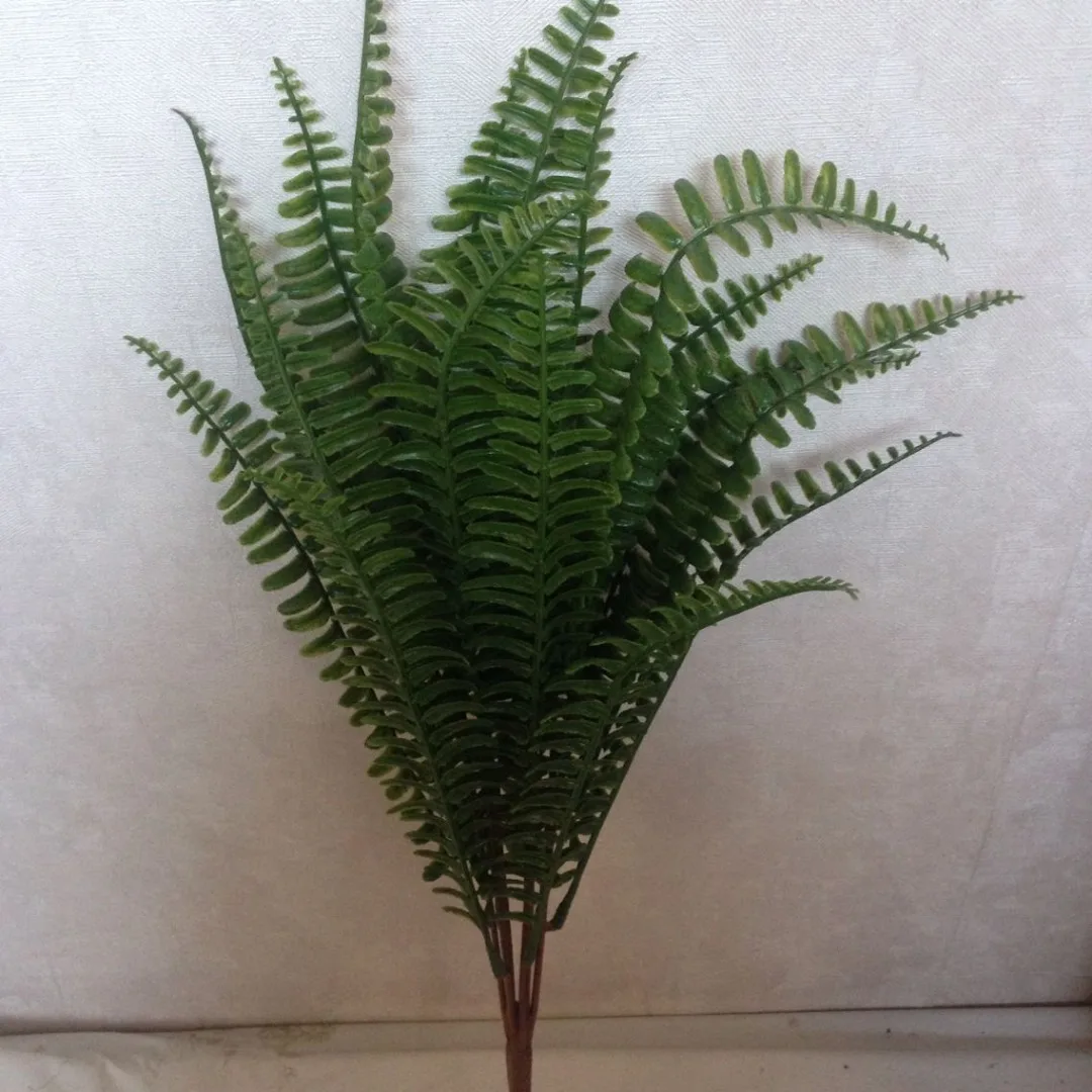 Artificial Plastic Green 7 Stems Artificial Fern Bush Plants Home Cafe Office Decoration