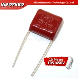 10PCS 450V105J  1uF 450V CBB Polypropylene film capacitor pitch 15mm 105 450V 1uF