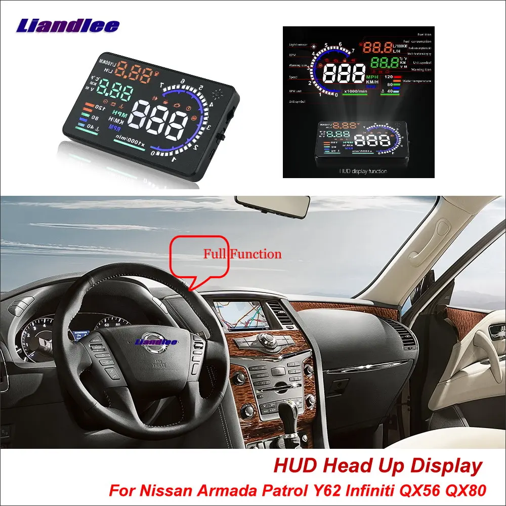 

For Nissan Armada Patrol Y62 For Infiniti QX56 QX80 Safe Driving Screen OBD Car HUD Head Up Display Projector