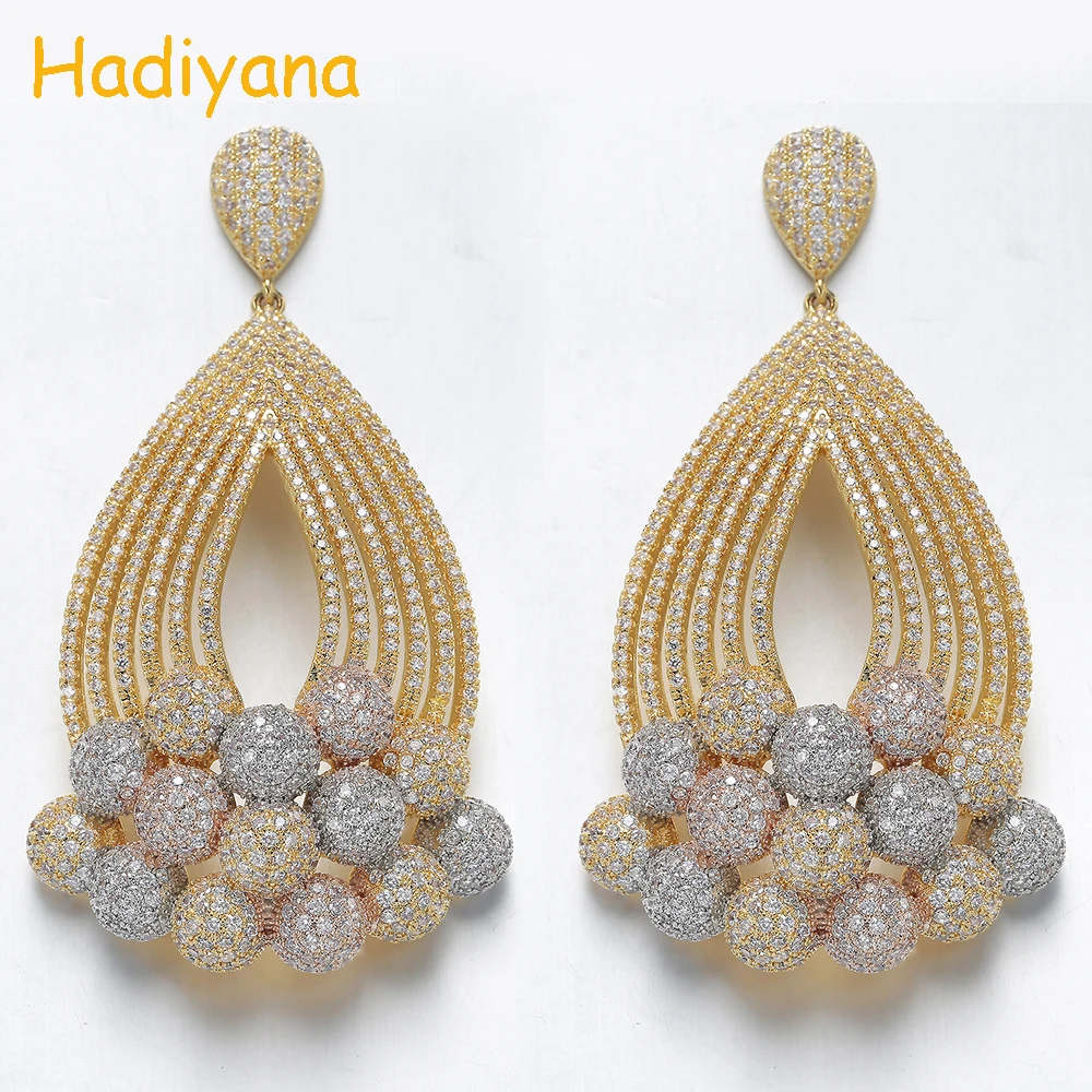 Hadiyana 2019 New Arrival Multi Color Beads Tassel Earrings Women Mirco Paved Zircon Beaded Jewelry Pendant Bijoux Earring EH922