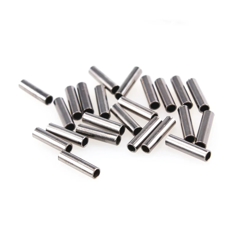 100pcs Black Silver Round Copper Fishing Tube Fishing Wire Pipe Crimp Sleeves Connector Fishing Line Accessories Tool