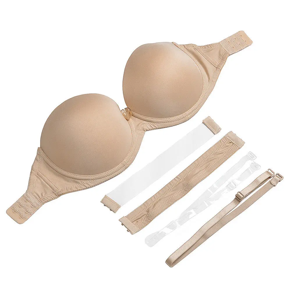 Soutien-gorge sans bretelles Invisible à dos nu, noir et blanc, Push-up Sexy à 2 boutonnage, sous-vêtements de mariage multidirectionnel, taille A B