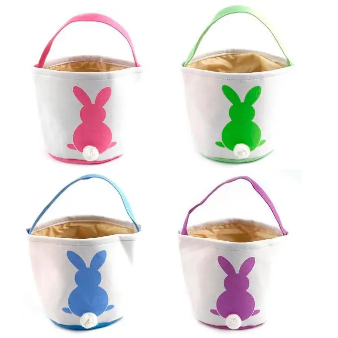 100pcs/lot 4 colors canvas bucket 25*25cm easter egg basket easter party basket tote bags kids gift bucket ni242