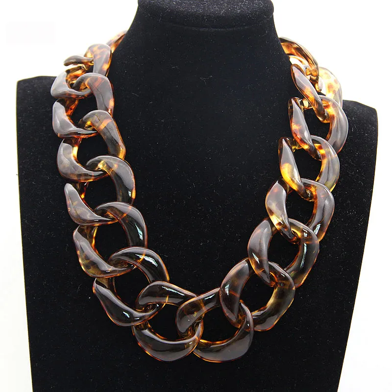 Vintage akrylowy długi łańcuszek Choker naszyjnik dla kobiet Chunky Link łańcuszki naszyjnik i wisiorki moda biżuteria Boho Bijoux