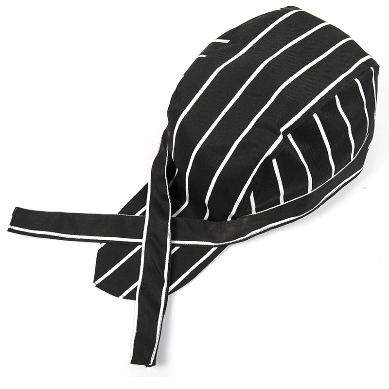 Diganmei-gorro de chef y camarero para restaurante, gorra de pirata con estampado de moda, turbante, comida rápida, color negro