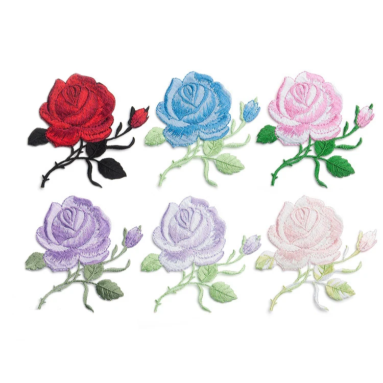 1Pcs Delicate Rose Embroidery Iron on Sew on Patches for Clothing Applique DIY Hat Coat Dress Pants Accessories Cloth Sticker