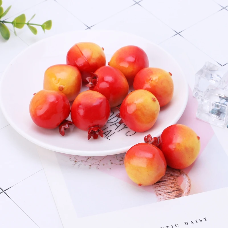 New 20pcs Lifelike Simulation Artificial Pomegranate Fake Fruit Home Party Decor Decorative Foam Fake Fruit Photography Props