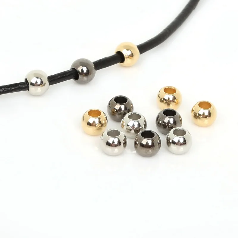 30-300pcs/lot CCB Acrylic Bail Beads Gold Silver Color Big Hole Spacer Beads 4/6/8/10/12mm For Jewelry Making Fit DIY Bracelet