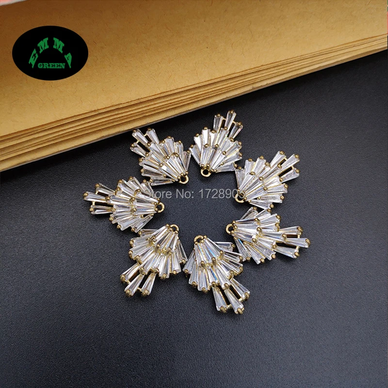 Zircon Charms Pendants for jewelry making 100pcs Dangle Flower Charm Findings Crystal Zircon Embellishments for diy Accessories