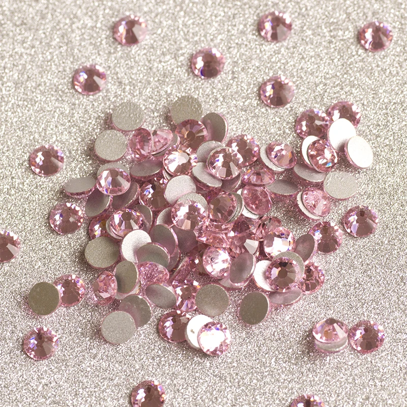 YANRUO 2058NoHF SS3-SS34 Light Rose Crystal Strass Non Hot Fix Flat Back DIY Stick On Rhinestones For Nail Art