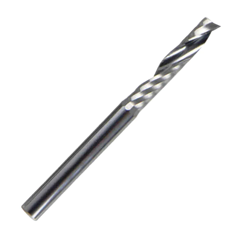 HUHAO 3.175 SHK Carbide CNC Router Bitsone Flutes Spiral End Mills Single Flutes Milling Cutter Spiral PVC Cutter