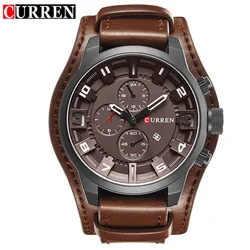 Curren 8225 exército militar quartzo relógios dos homens marca superior de luxo relógio de couro casual esporte masculino relógio relogio masculino