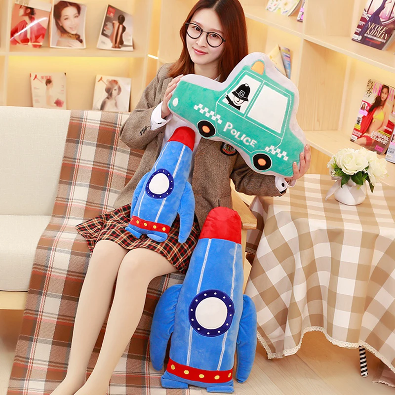 

40-60CM Cartoon Car nd Rocket Filled Plush Toy Pillow, Boy and Girl Toy Decoration Pillow, Birthday Present, Christmas Gifts