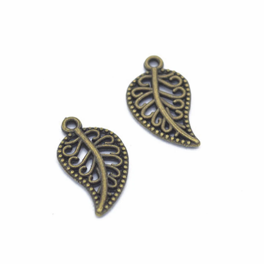 REGELIN 9X17mm 50pcs/lot gold color/rose gold/kc gold Color Tree Leaf Charms Small Metal Leaf DIY Jewelry Findings Accessories