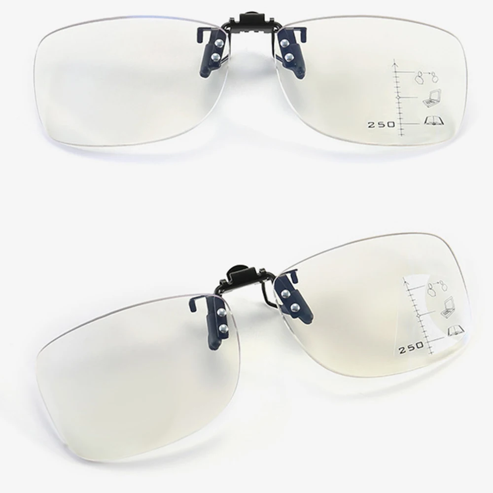 See Far and Near Progressive Multifocal Anti-blue Clip Reading Glasses +1 +1.5 +2 +2.5 +3 +3.5 Turn Up and Down