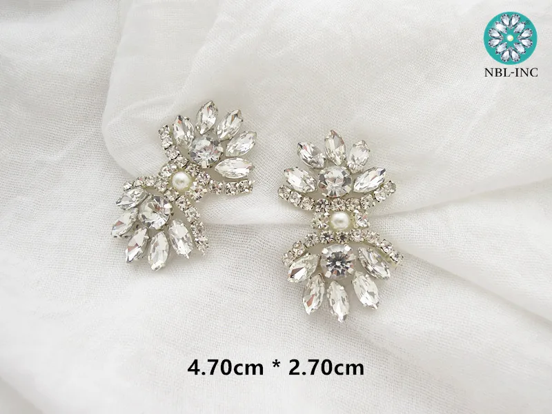 (100PCS) Wholesale hand beaded clear crystal rhinestone applique patch for wedding dresses WDD0783