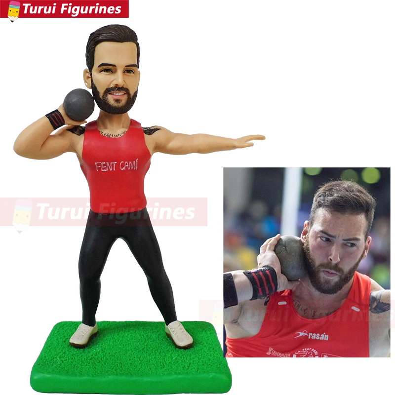 shot put sportsman champion figurine custom design sports figure toys handmade personalized scuplt mini statue gift